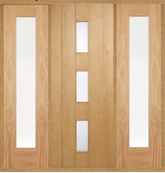 LPD Copenhagen 3-light Oak Front Door with Sidelight/s